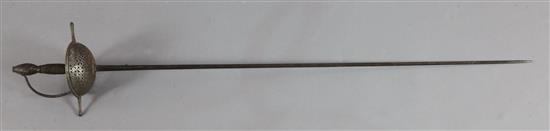 A 17th century cup hilted rapier,